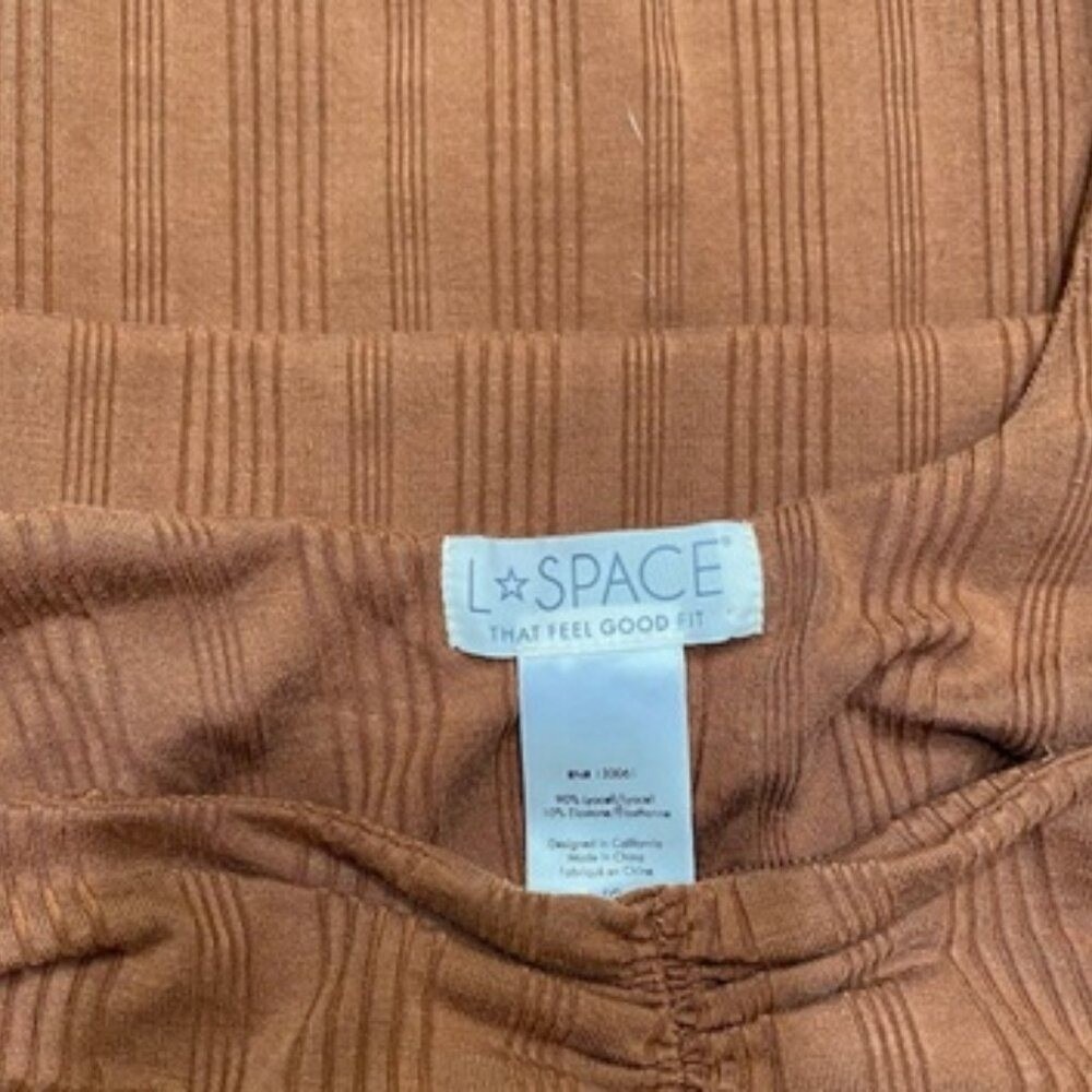 L Space Celine Copper Ribbed Midi Sweetheart Neckline Dress NWOT Size L - Picture 6 of 6
